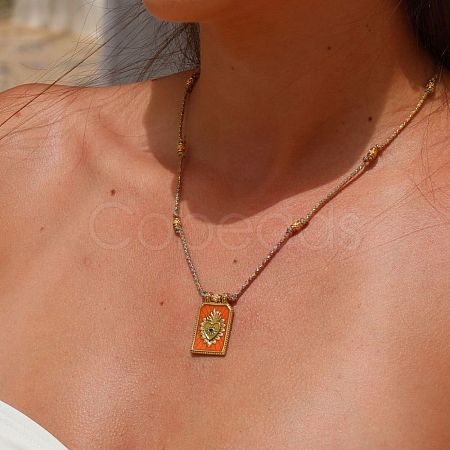 Brass and Enamel Pendant Necklaces FS-WG2CA9F-07-1