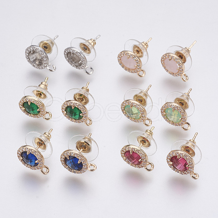 Faceted Glass Stud Earring Findings GLAA-F084-B-1