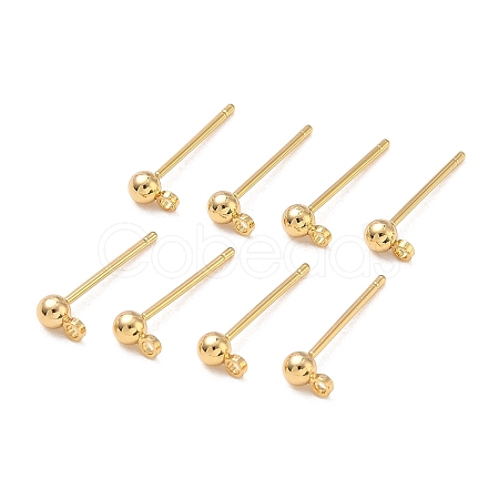 SHEGRACE Brass Round Ball Stud Earring Findings XGR0050G-38G-1
