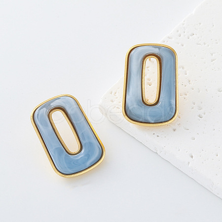 304 Stainless Steel Resin Stud Earrings for Women ST7029-6-1