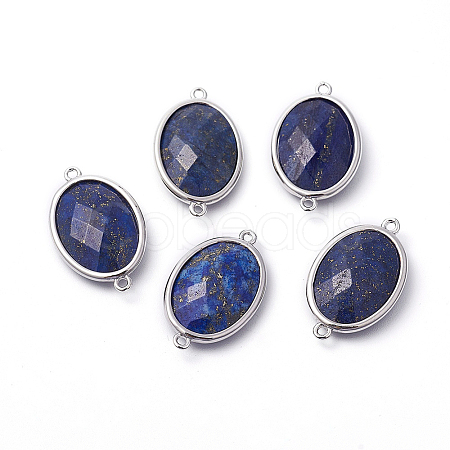 Platinum Tone Brass Lapis Lazuli Links connectors X-G-F339-B09-1