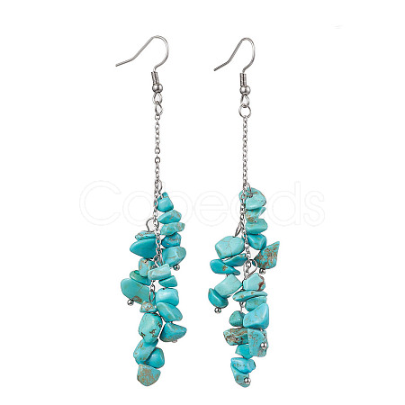 Synthetic Turquoise Chips Cluster Earrings EJEW-JE05837-1