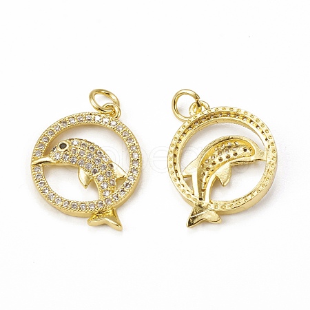 Brass Micro Pave Cubic Zirconia Pendants KK-E068-VB018-1