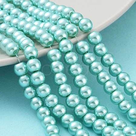 Baking Paint Pearlized Glass Pearl Round Bead Strands HY-Q003-6mm-32-1