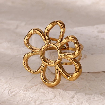 304 Stainless Steel Open Cuff Rings for Women RJEW-U060-04B-G-1
