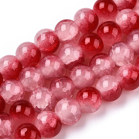 Crackle Baking Paint Imitation Jade Glass Beads Strands DGLA-T003-10mm-11-1