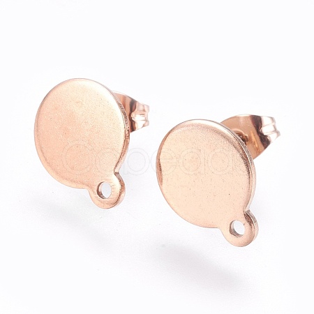 Ion Plating(IP) 304 Stainless Steel Stud Earring Findings STAS-G178-02RG-10mm-1