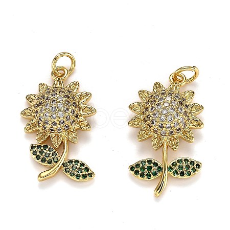 Brass Micro Pave Cubic Zirconia Pendants X-ZIRC-L100-039G-1