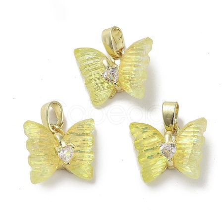 Golden Rack Plating Brass Micro Pave Cubic Zirconia Pendants KK-R161-06G-08-1