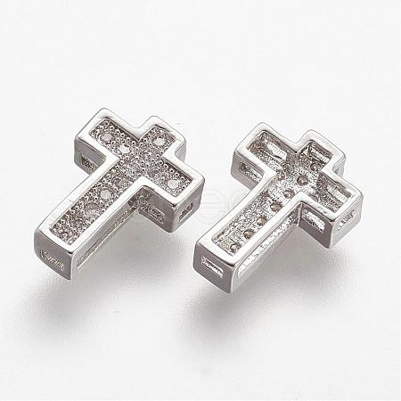 Brass Micro Pave Cubic Zirconia Beads ZIRC-N025-55P-1