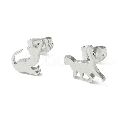 Non-Tarnish Cute Little Animal Theme 304 Stainless Steel Stud Earrings EJEW-B041-02D-P-1