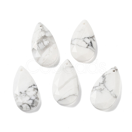 Natural Howlite Faceted Pendants G-D082-01A-1