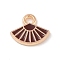 Alloy Enamel Charms, Light Gold, Fan Charm, Coconut Brown, 9x10.5x1.5mm, Hole: 1.5mm