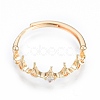 Brass Micro Clear Cubic Zirconia Adjustable Ring Settings KK-T062-238G-1