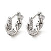 Brass Clear Cubic Zirconia Hoop Earrings EJEW-Q014-29P-4