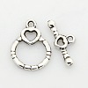 Tibetan Style Alloy Heart Toggle Clasps PALLOY-J471-18AS-1