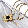 Cross with Heart 304 Stainless Steel Cubic Zirconia Pendant Necklaces NJEW-H070-01G-02-3