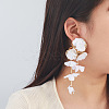 Alloy Cloth Flower Tassel Stud Earrings FS-WG1853D-02-2