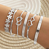 6Pcs 6 Styles Alloy Bangles WG70F83-14-1