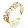 Brass Micro Pave Clear Cubic Zirconia Cuff Rings RJEW-S045-041G-NR-1