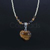 Natural Gemstone Heart Pendant Colorful Glass Seed Beads Beaded Necklaces for Women VA8487-4-1