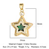 Brass Micro Pave Green Cubic Zirconia Pendants ZIRC-OY001-15G-2