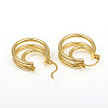 Brass Triple Hoop Earrings EJEW-G282-04G-2