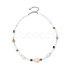 Boho Sea Turtle & Starfish Shell & Synthetic Turquoise Beaded Necklaces NJEW-JN06015-4