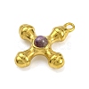 Natural Amethyst & 304 Stainless Steel Cross Pendants STAS-H221-01G-07-2