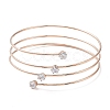 Ion Plating(IP) 304 Stainless Steel Triple Loops Wire Wrap Bangle BJEW-K227-02RG-2