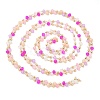 Faceted Rondelle Glass & Round 304 Stainless Steel Beaded Chains CHS-G026-01KCG-01-3