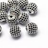 Rack Plating Brass Cubic Zirconia Beads ZIRC-S001-10mm-B03-1