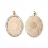 Oval Alloy Rhinestone Big Pendant Cabochon Settings ALRI-T356-01KCG-2
