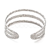 Non-Tarnish 304 Stainless Steel Triple Lines Cuff Bangles BJEW-G694-09P-3