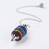Chakra Natural/Synthetic Mixed Stone Coil Dowsing Pendulums G-E436-01-5