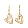 Heart Brass Micro Pave Clear Cubic Zirconia Dangle Stud Earrings KK-D363-12C-G-2