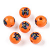 Halloween Theme Wood European Beads WOOD-N016-04G-1