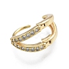 Clear Cubic Zirconia Double Line Hoop Earrings EJEW-C048-04G-4