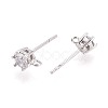 925 Sterling Silver Micro Pave Clear Cubic Zirconia Stud Earring Findings STER-N016-58A-P-2