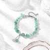 Natural Green Aventurine Chip Beaded Charm Bracelets for Women BJEW-JB12296-03-1