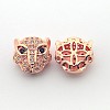 Brass Micro Pave Cubic Zirconia Leopard Beads ZIRC-L007-41RG-1