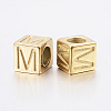 304 Stainless Steel Large Hole Letter European Beads X-STAS-H428-01G-M-2