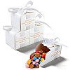 Gold Stamping For You White Paper Candy Boxes with Ribbon CON-WH0043-302C-1