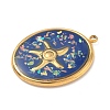 304 Stainless Steel Epoxy Resin with Natural Shell and Sequins Inside Pendants STAS-L026-17G-A04-2