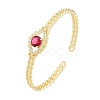 Cubic Zirconia Horse Eye Open Cuff Bangle BJEW-G651-04G-01-3
