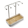 Plastic Jewelry Display Stand with Wood Tray LS-AJEW-Z032-02B-3