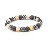 Gemstone & Lava Rock & Synthetic Hematite Round Beaded Stretch Bracelet BJEW-JB07972-4