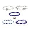 5Pcs 5 Style Evil Eye Lampwork & Glass Beaded Stretch Bracelets Set BJEW-JB09119-4