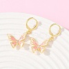 Butterfly Brass Micro Pave Clear Cubic Zirconia Hoop Earrings EJEW-B154-02G-1