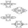 4Pcs 4 Styles Brass Micro Pave Cubic Zirconia Adjustable Rings Settings KK-BBC0024-14B-7